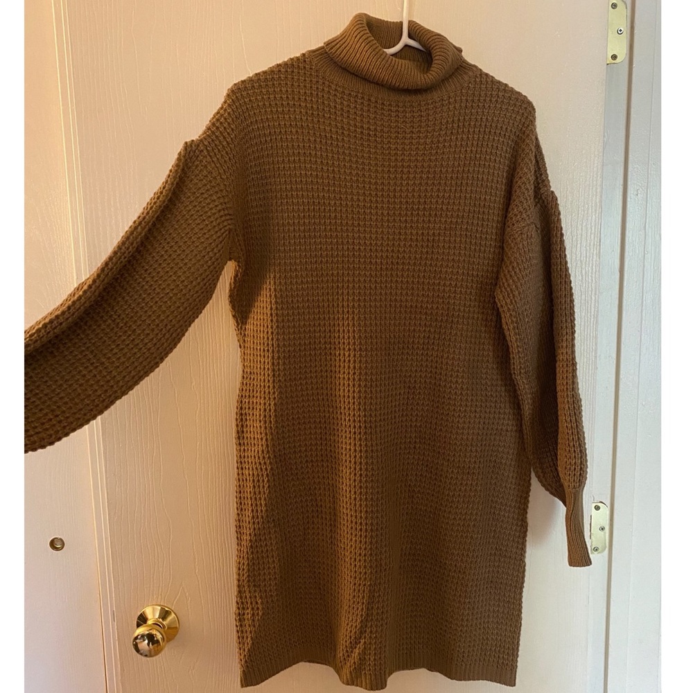 Brown turtleneck sweater dress, size XL, SHEIN